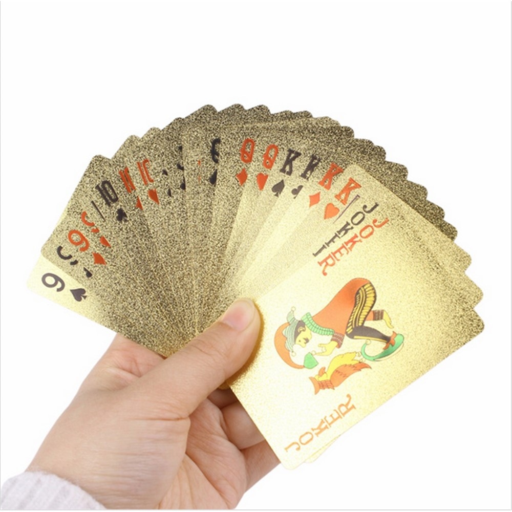 Voděodolné plastové hrací karty 100 dolarů ve zlatém provedení 54 ks