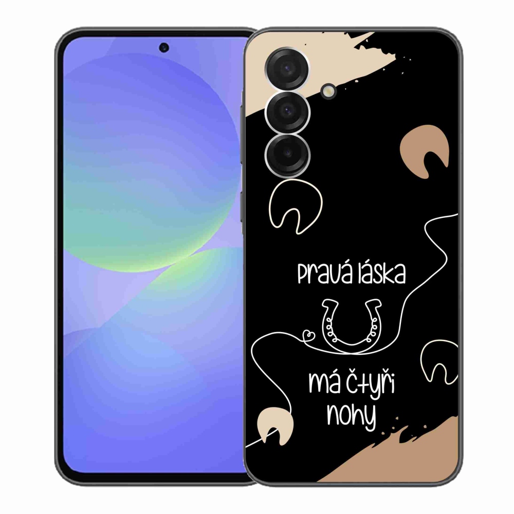Gelový kryt mmCase na Samsung Galaxy A36 5G - koňský motiv černé pozadí