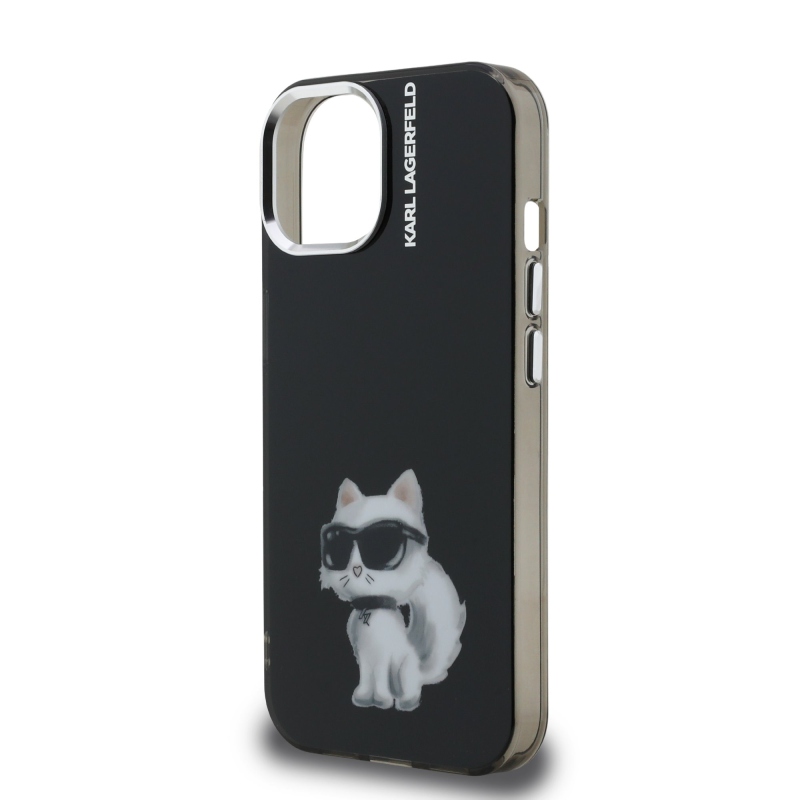 Karl Lagerfeld IML Aquarelle Choupette Zadní Kryt pro iPhone 15 Black