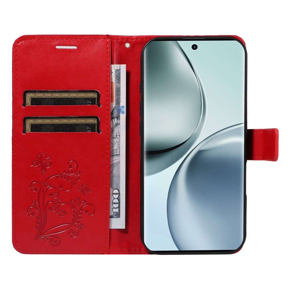 Big Butterfly knížkové pouzdro na mobil Realme 14 Pro 5G - červené