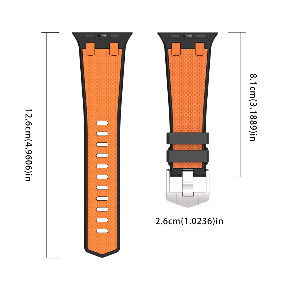Sports silikonový řemínek na Apple Watch Ultra/Ultra 2 49mm/SE/SE 2022/2023 44mm/9/8/7 45mm/6/5/4 44mm/3/2/1 42 mm - černý/oranžový