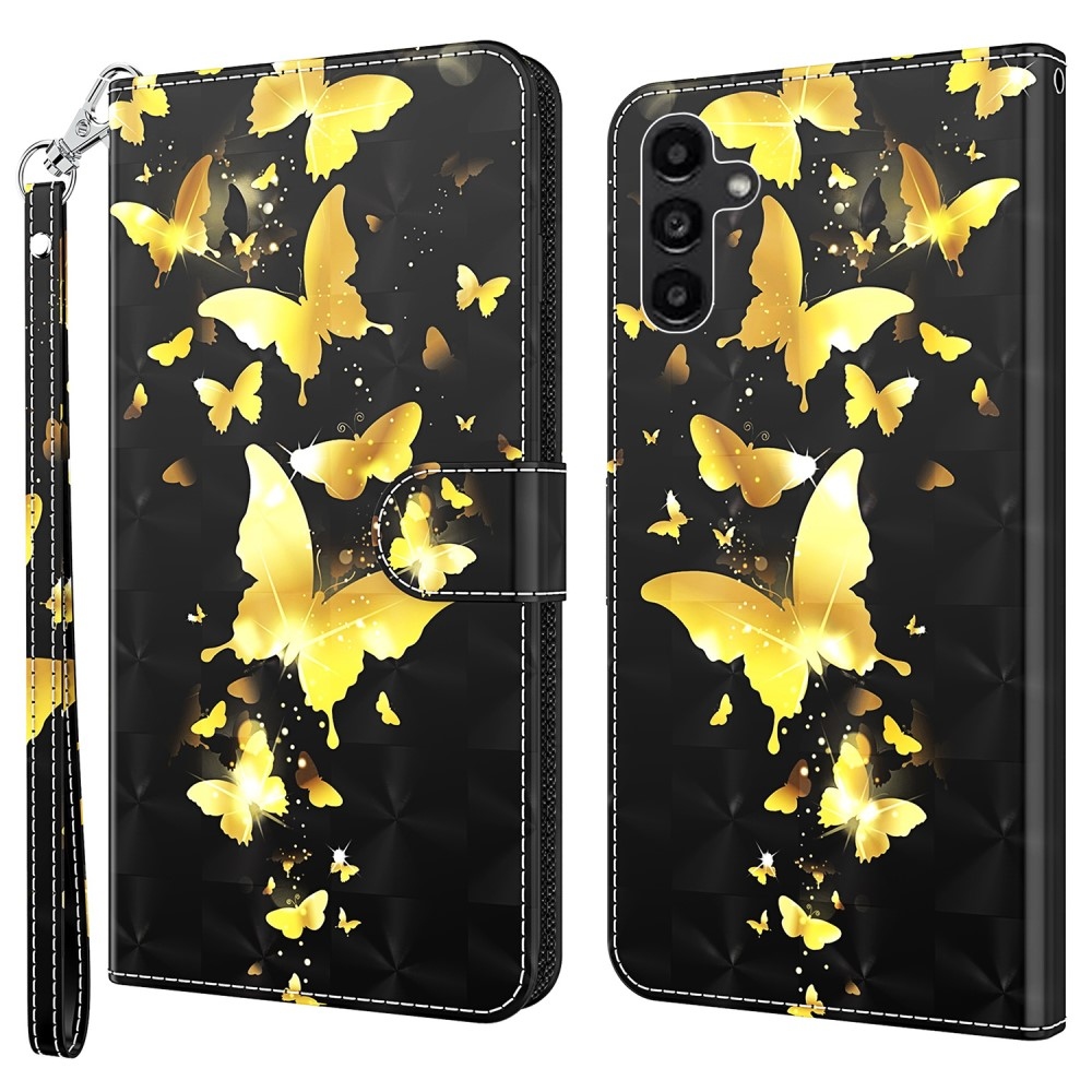 Print knížkové pouzdro na Samsung Galaxy A35 5G - zlatí motýli