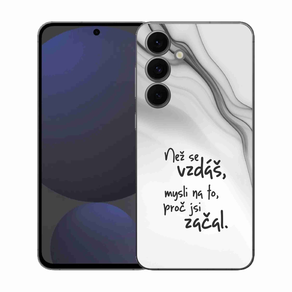Gelový kryt mmCase na Samsung Galaxy S25 FE - citát 2 bílé pozadí