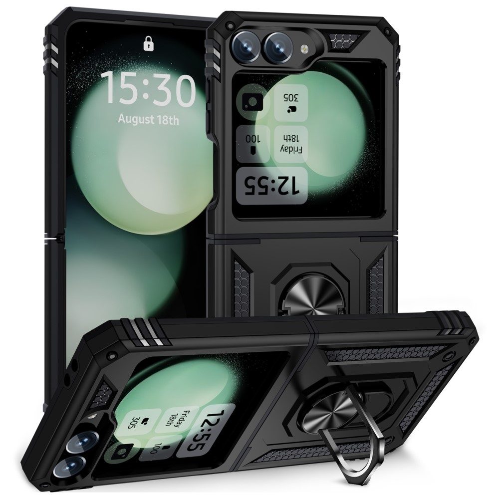 Ring odolný kryt na Samsung Galaxy Z Flip6 5G - černý