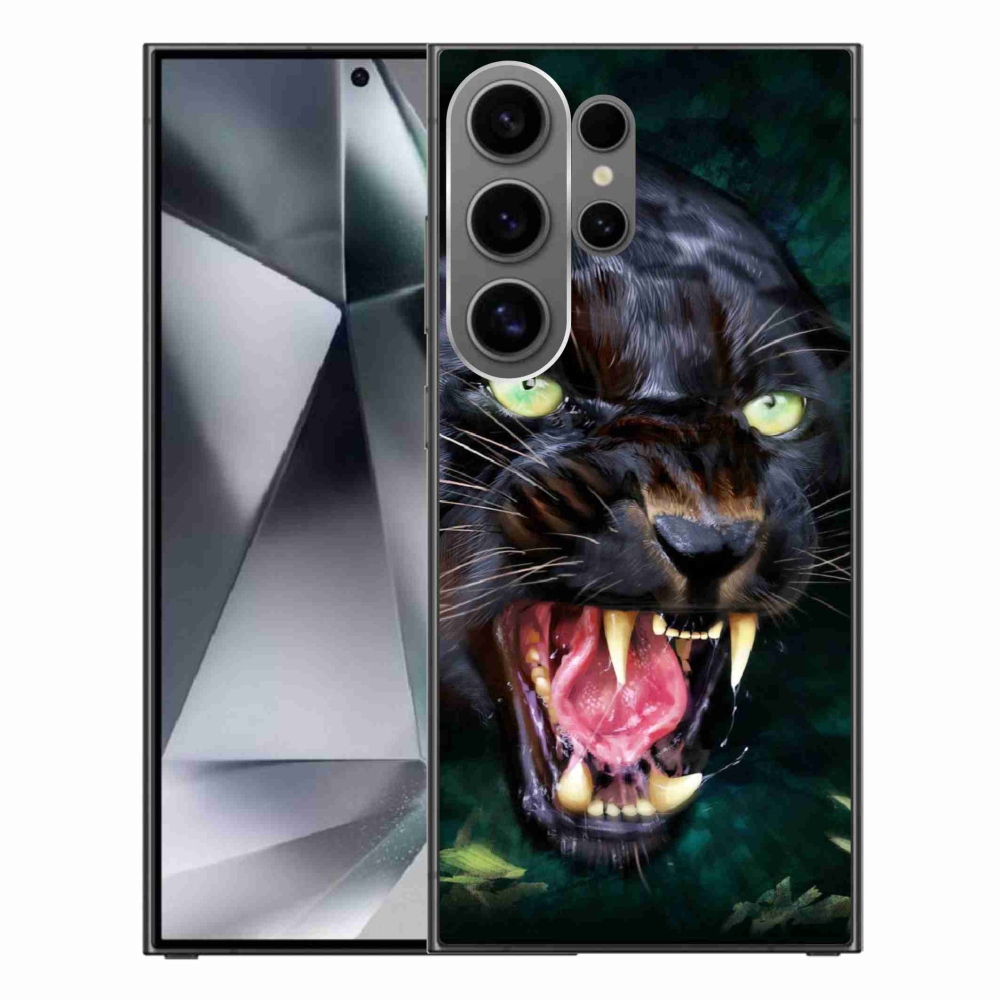 Gelový kryt mmCase na Samsung Galaxy S24 Ultra - rozzuřený černý panter