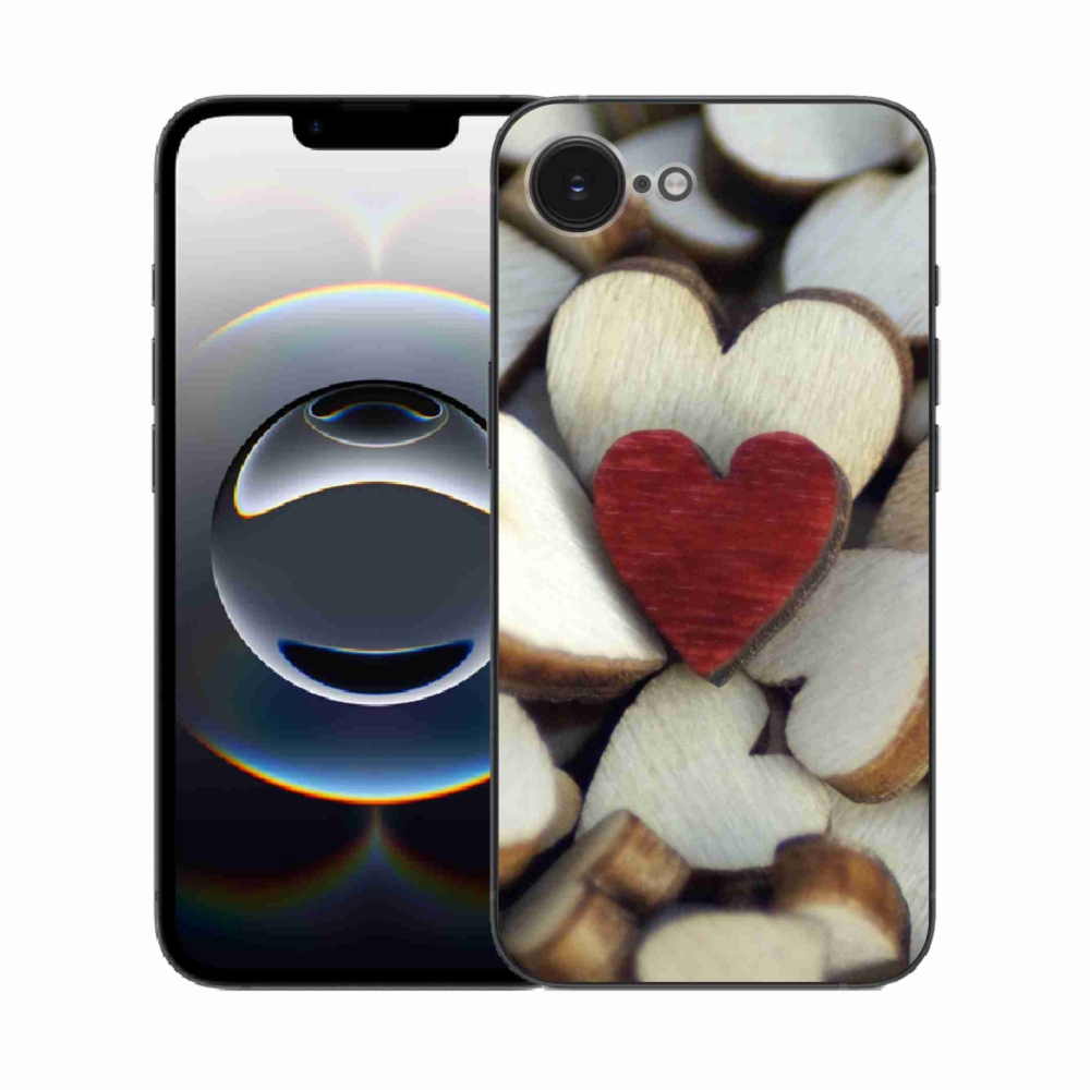 Gelový kryt mmCase na iPhone 16e - gravírované červené srdce 