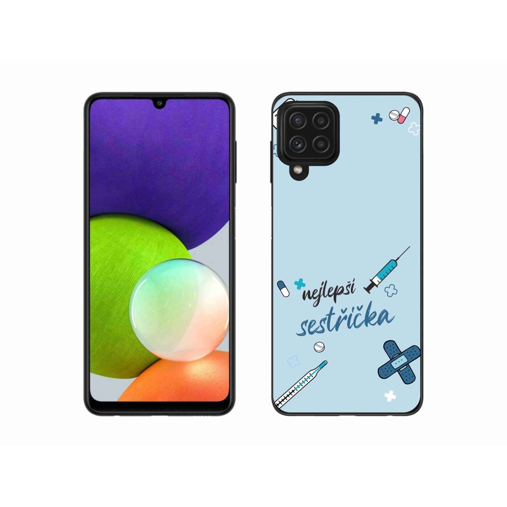 Gelový kryt mmCase na Samsung Galaxy A22 4G - nejlepší sestřička modré pozadí