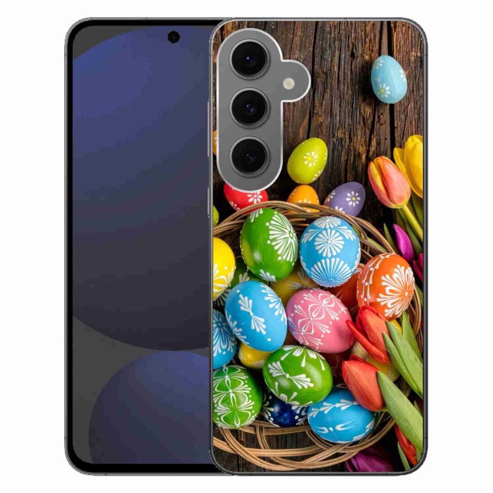 Gelový kryt mmCase na Samsung Galaxy S24 FE - velikonoční vajíčka