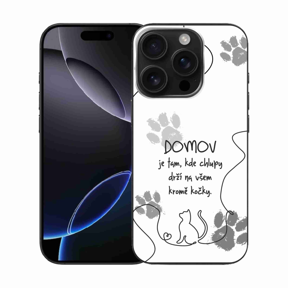 Gelový kryt mmCase na iPhone 16 Pro - kočičí motiv bílé pozadí