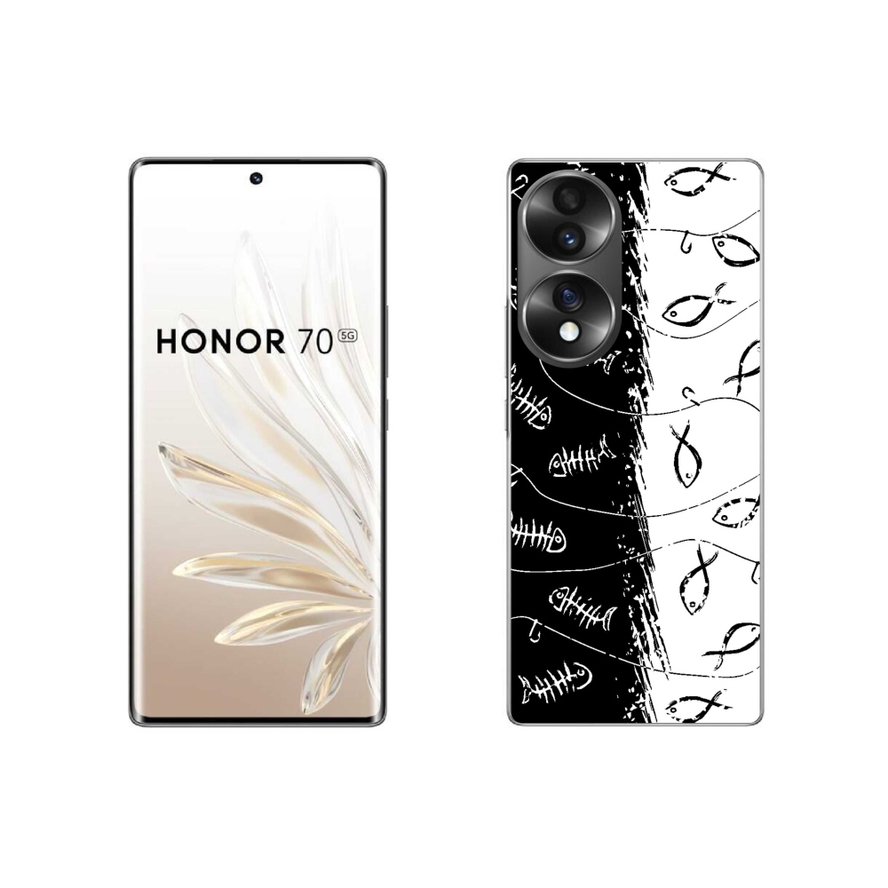 Gelový kryt mmCase na Honor 70 - kostry a rybky