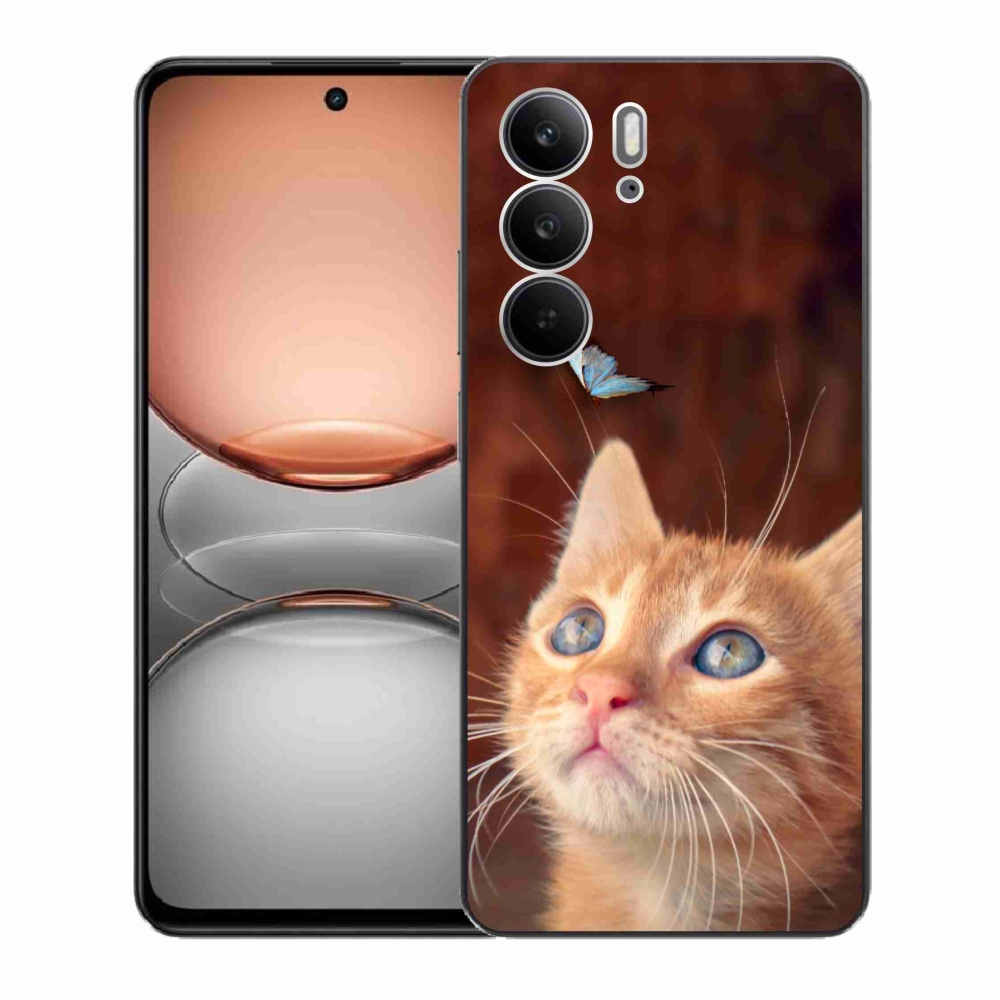 Gelový kryt mmCase na Realme C75 - motýl a kotě
