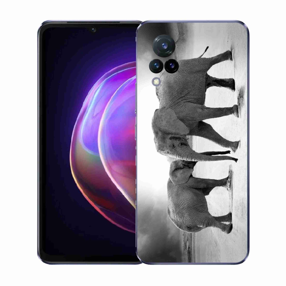 Gelový kryt mmCase na Vivo V21 4G/5G - černobílí sloni