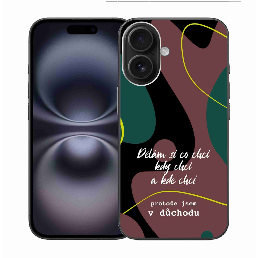 Gelový kryt mmCase na iPhone 16 - vtipný text 10 černé pozadí