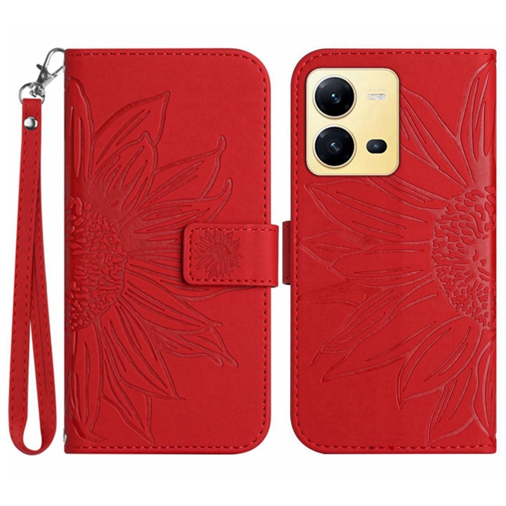 Sunflower knížkové pouzdro na Vivo X80 Lite - červené