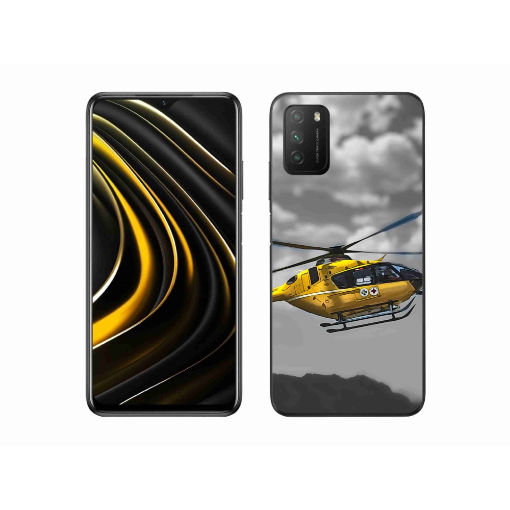 Gelový kryt mmCase na Xiaomi Poco M3 - žlutá helikoptéra