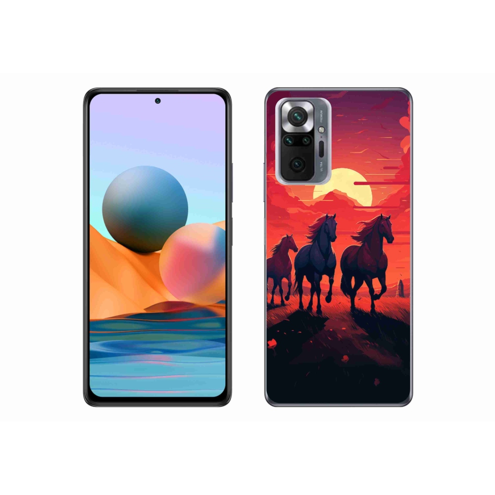 Gelový kryt mmCase na Xiaomi Redmi Note 10 Pro - koně a západ slunce