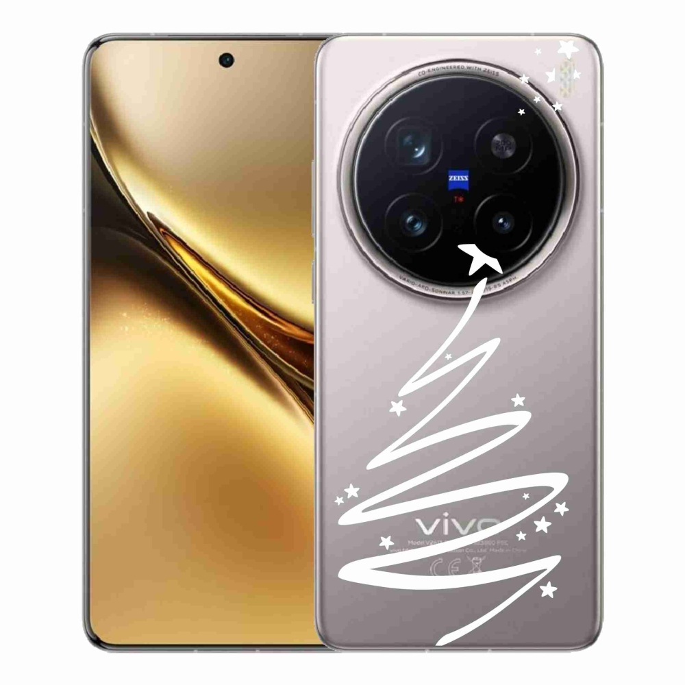 Gelový kryt mmCase na Vivo X200 Pro 5G - bílý stromeček na průhledném pozadí