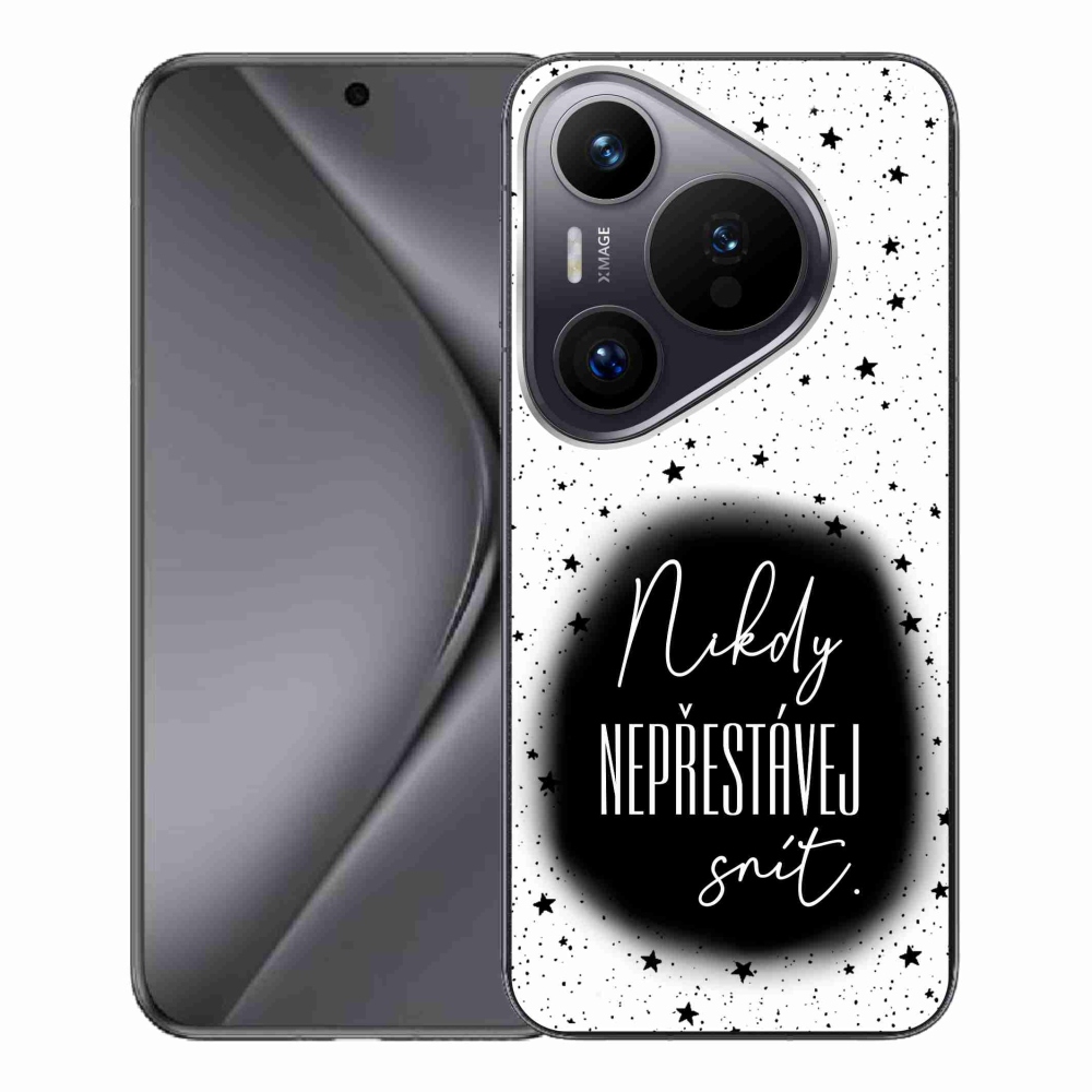 Gelový kryt mmCase na Huawei Pura 70 Pro - citát 1 černobílé pozadí
