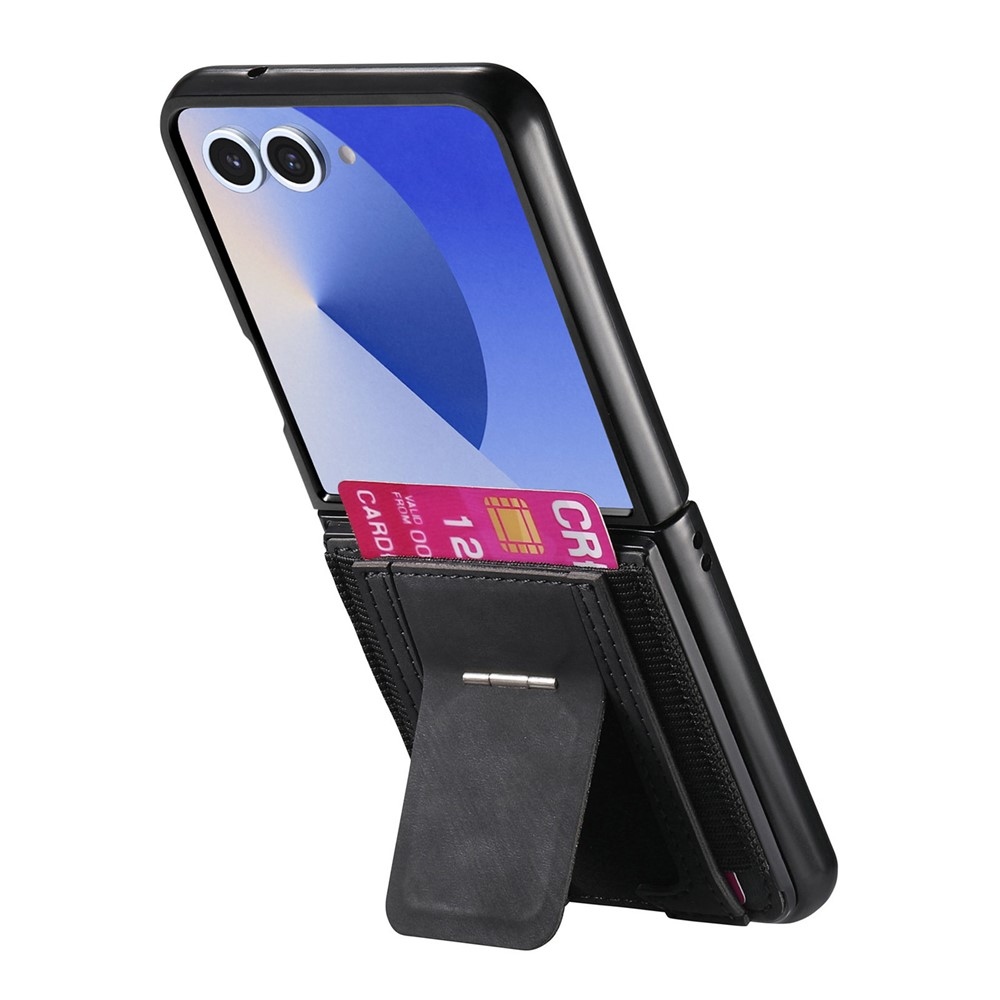 Luxurious plastový kryt s umělou kůží na Samsung Galaxy Z Flip7 5G - černý