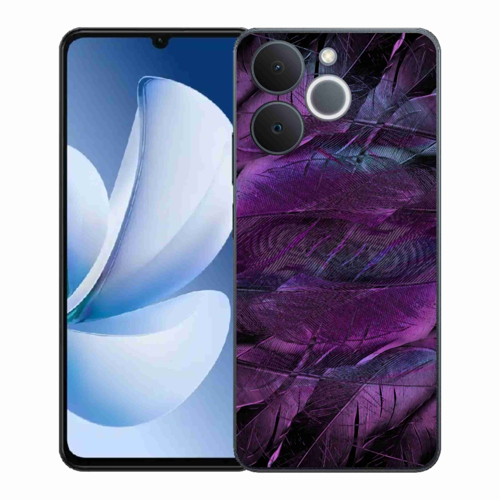 Gelový kryt mmCase na Realme Note 70T - fialová pírka