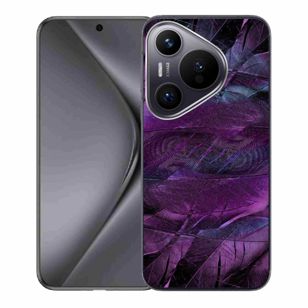 Gelový kryt mmCase na Huawei Pura 70 - fialová pírka