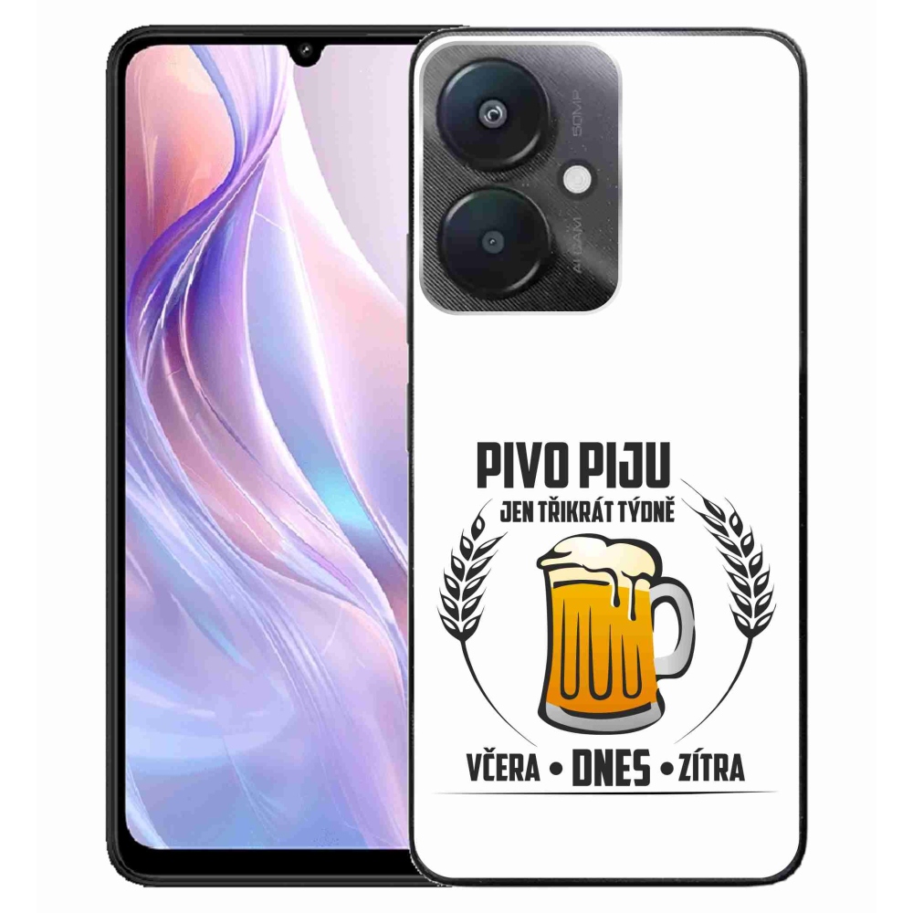 Gelový kryt mmCase na Xiaomi Redmi 13C 5G  - pivní motiv bílé pozadí