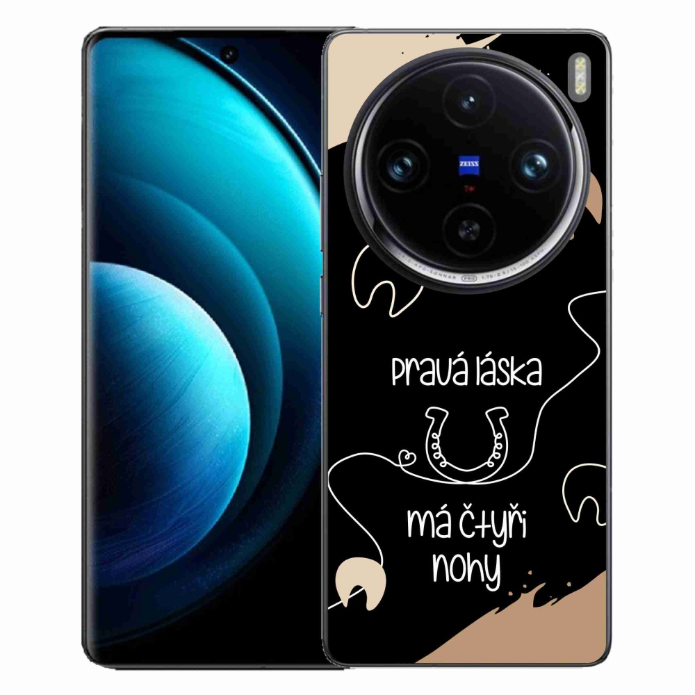 Gelový kryt mmCase na Vivo X100 Pro 5G - koňský motiv černé pozadí