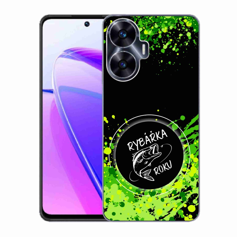 Gelový kryt mmCase na Realme C55 - rybářka roku černé pozadí