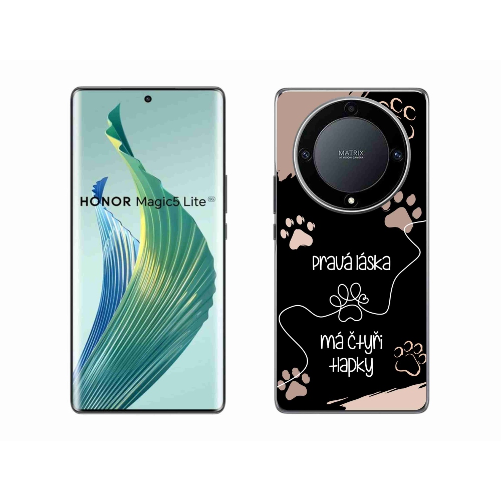 Gelový kryt mmCase na Honor Magic 5 Lite 5G - psí motiv 1 černé pozadí