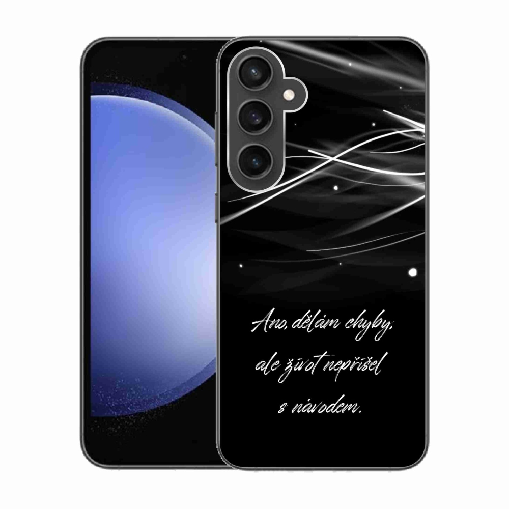 Gelový kryt mmCase na Samsung Galaxy S23 FE - citát černé pozadí