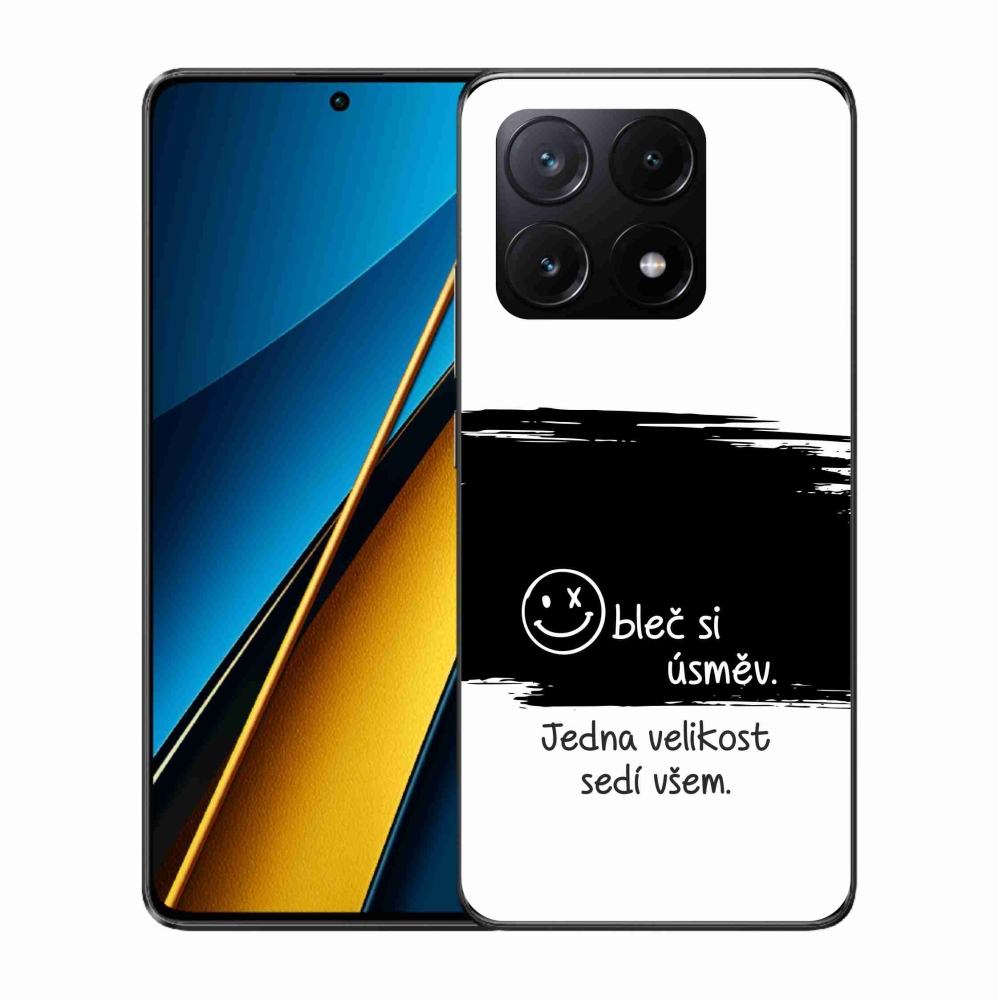 Gelový kryt mmCase na Xiaomi Poco X6 Pro 5G - vtipný text 8 černobílé pozadí