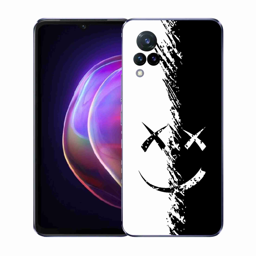 Gelový kryt mmCase na Vivo V21 4G/5G - černobílý smajlík