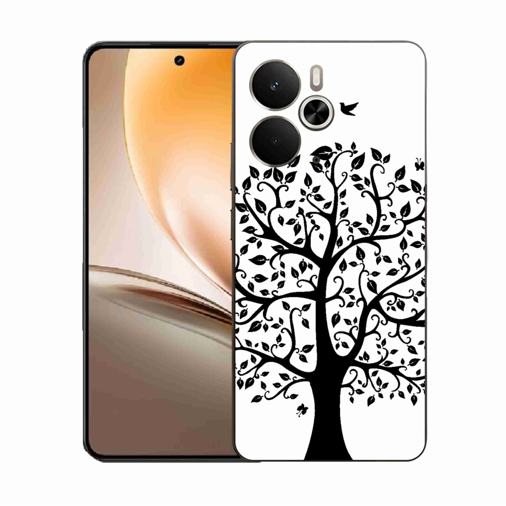 Gelový kryt mmCase na Realme 14 5G - černobílý strom