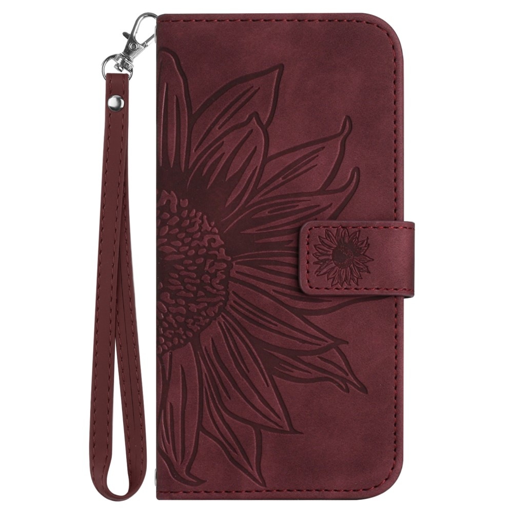 Sunflowers knížkové pouzdro na Xiaomi Redmi Note 14 Pro - vínové