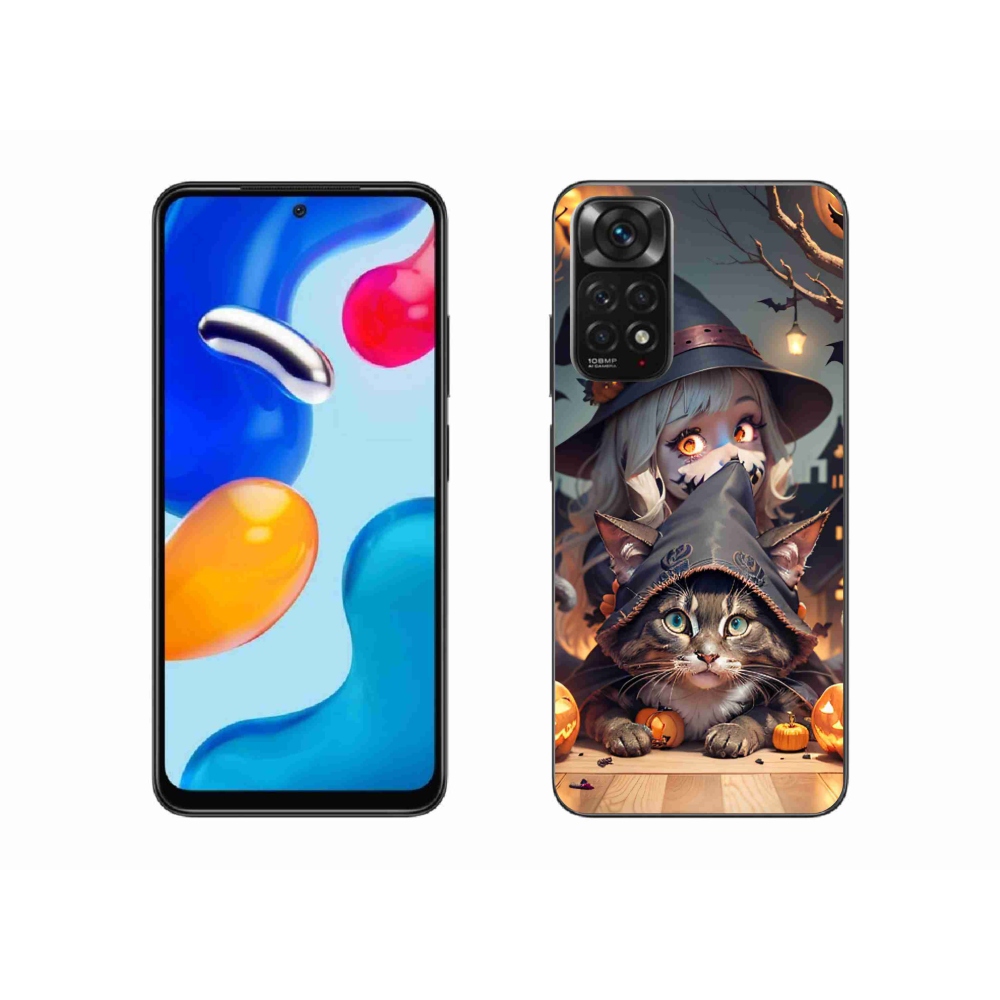 Gelový kryt mmCase na Xiaomi Redmi Note 11S 4G - čarodějnice s kočkou