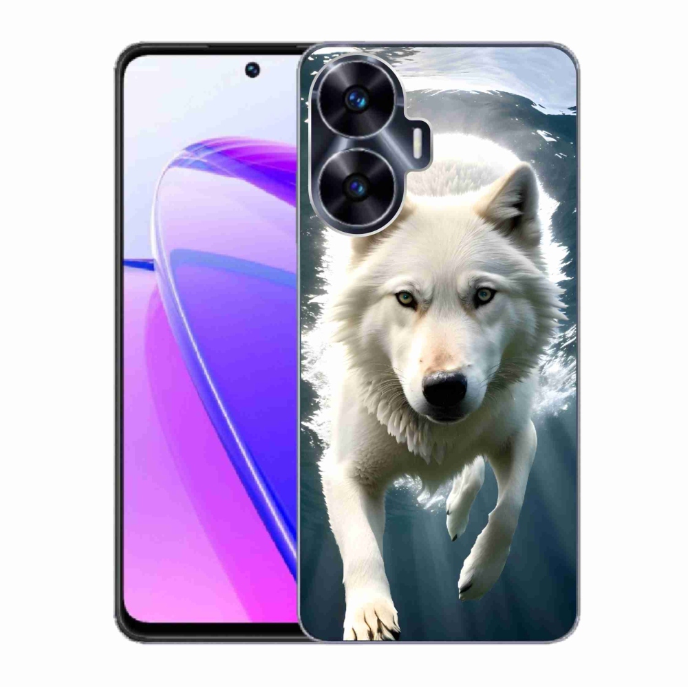 Gelový kryt mmCase na Realme C55 - bílý vlk