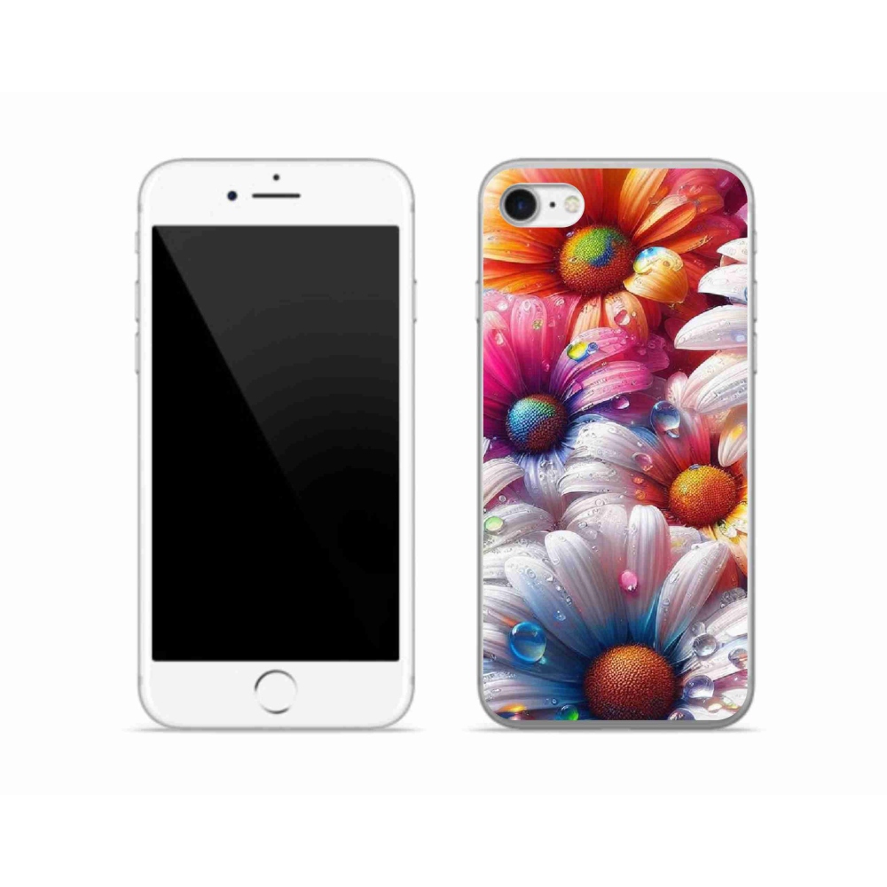 Gelový kryt mmCase na iPhone SE (2020) - barevné kopretiny