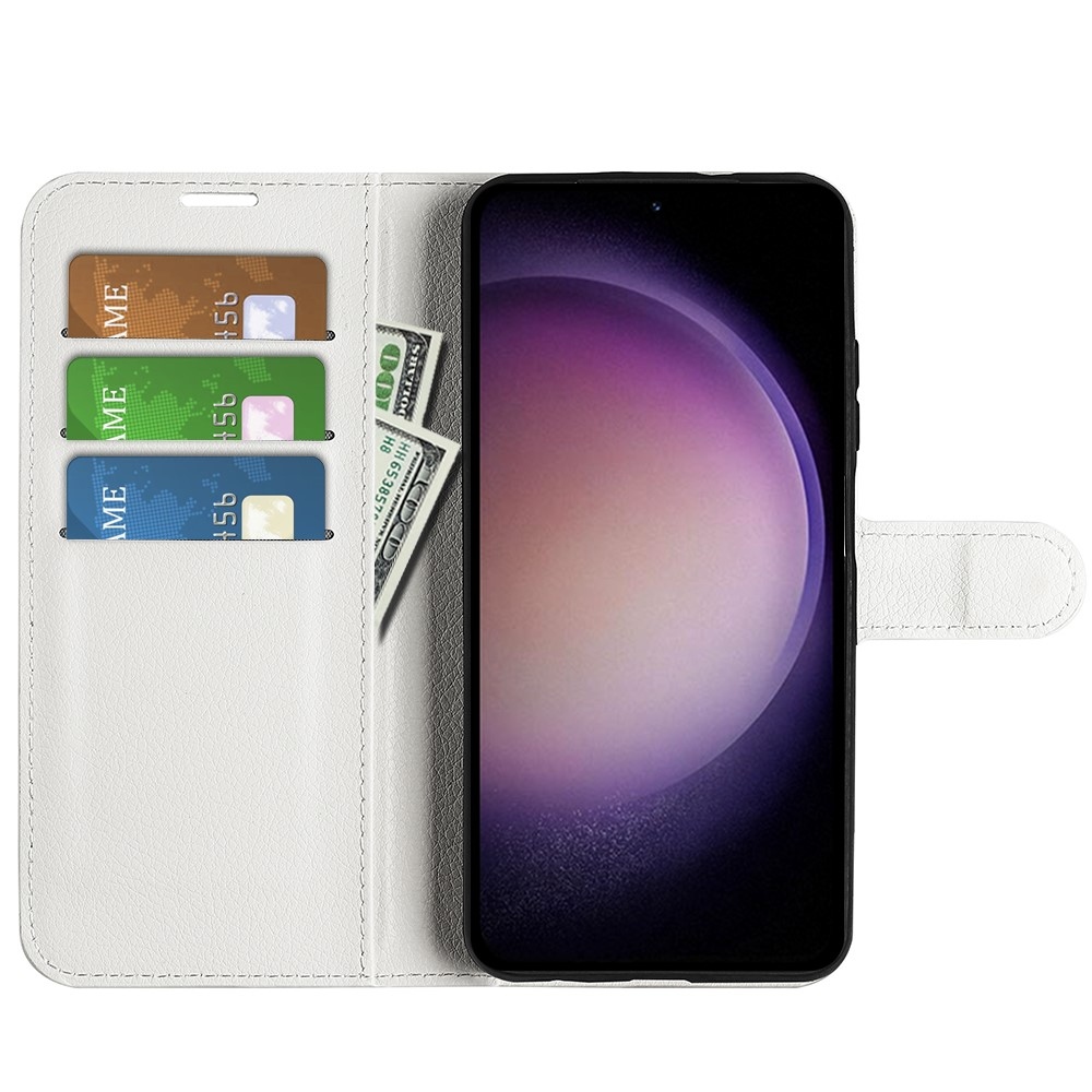 Litchi knížkové pouzdro na Samsung Galaxy S23 FE - bílé