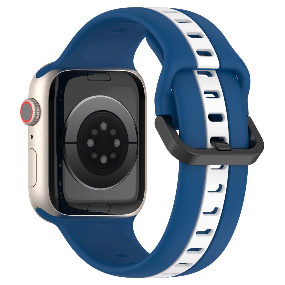 Strap silikonový řemínek na Apple Watch Ultra/Ultra 2 49mm/SE/SE 2022/2023 44mm/9/8/7 45mm/6/5/4 44mm/3/2/1 42 mm - modrý/bílý