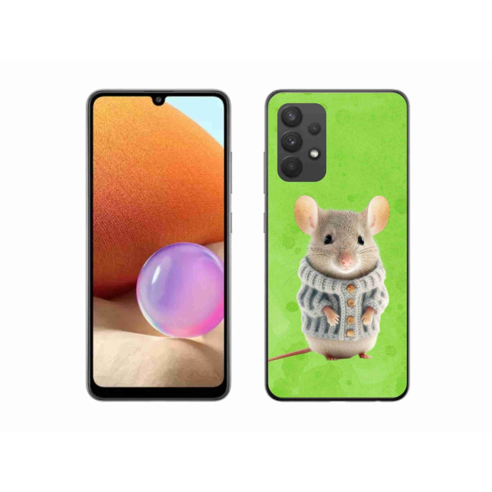 Gelový kryt mmCase na Samsung Galaxy A32 4G - myška ve svetru