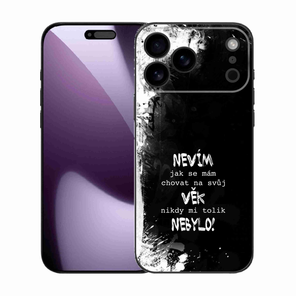 Gelový kryt mmCase na iPhone 17 Pro Max - vtipný text 14 černé pozadí