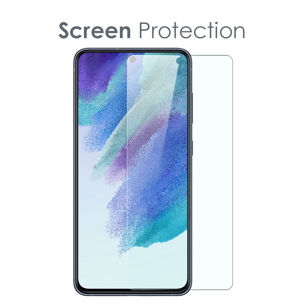 NORTHJO průhledný gelový obal + tvrzené sklo na Samsung Galaxy S21 FE - průhledný