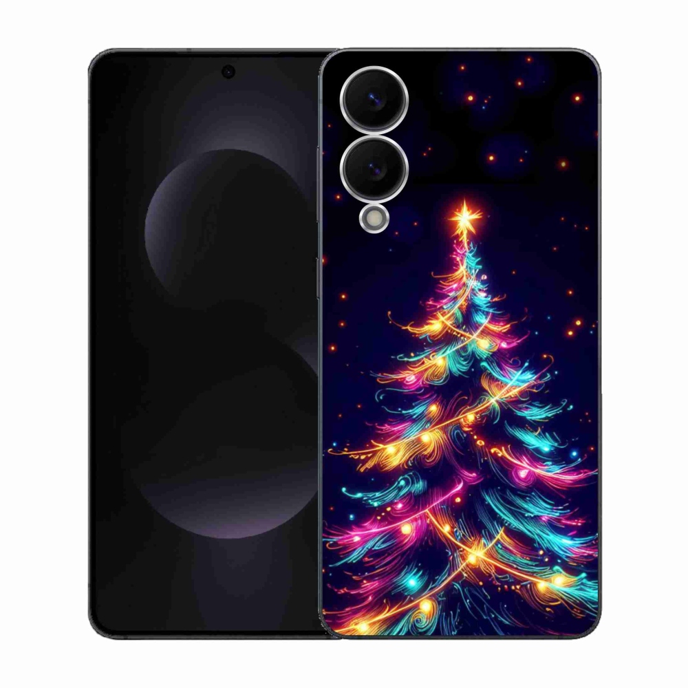 Gelový kryt mmCase na Samsung Galaxy S25 Edge - neonový vánoční stromek