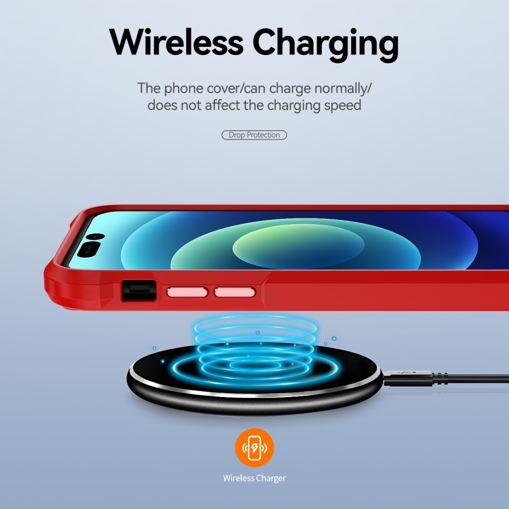 Gelový obal s pevnými zády na iPhone 15 Pro Max - červený