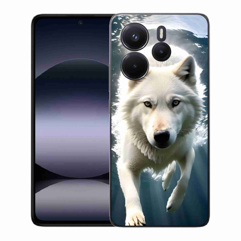 Gelový kryt mmCase na Xiaomi Redmi Note 14 - bílý vlk