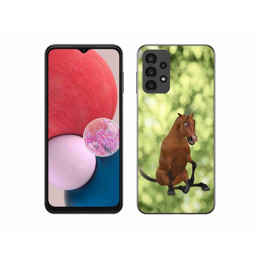 Gelový kryt mmCase na Samsung Galaxy A13 4G - hnědý kreslený kůň 1