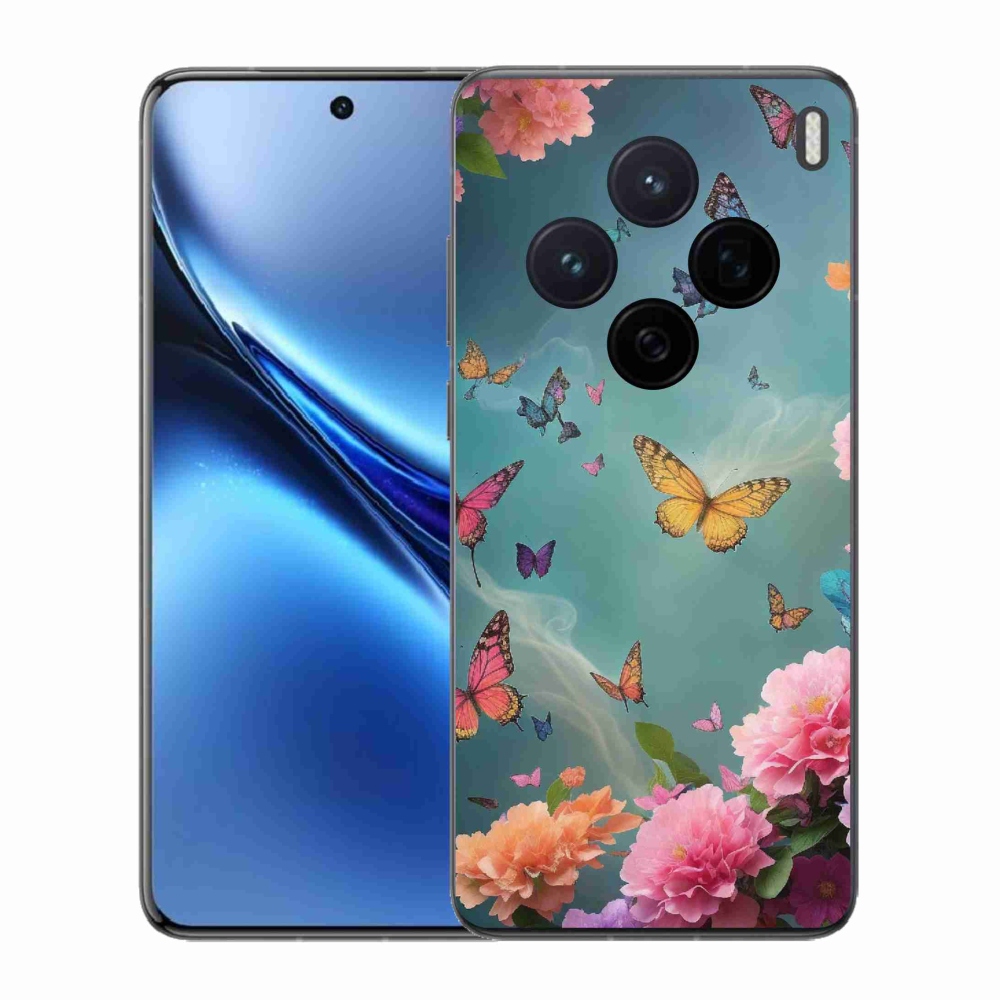 Gelový kryt mmCase na Vivo X200 5G - barevné květy a motýli