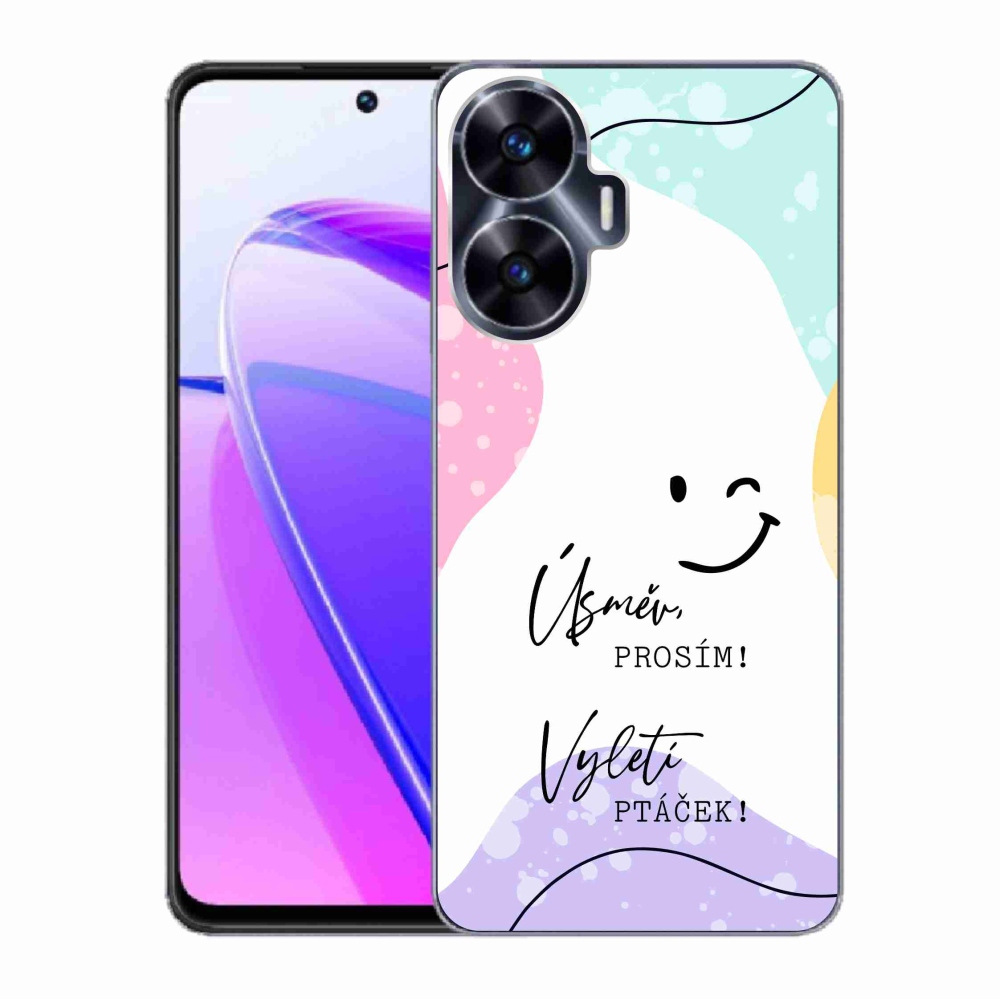 Gelový kryt mmCase na Realme C55 - vtipný text 4 bílé pozadí