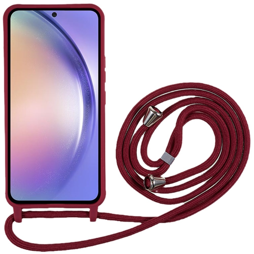 Lany gelový obal se šňůrkou na Samsung Galaxy S25+ - vínový