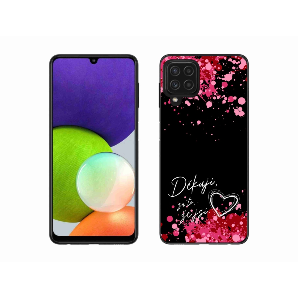 Gelový kryt mmCase na Samsung Galaxy A22 4G - zamilovaný text 2 černé pozadí